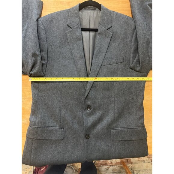 Michael Kors Jacket Mens 42L Gray Herringbone Two Button Blazer Suit Coat Career - Picture 5 of 13